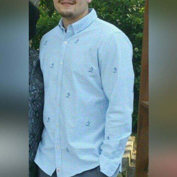 Vineyard Vines Marlin Embroidered Cotton Slim Fit Murray Shirt Size Large Preppy - Picture 5 of 5